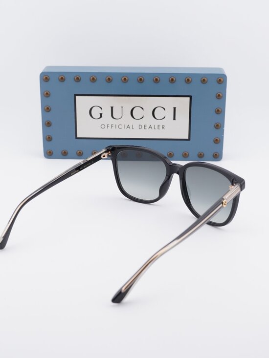 Gucci GG0376SN 001 Square Sunglasses - Black / Grey